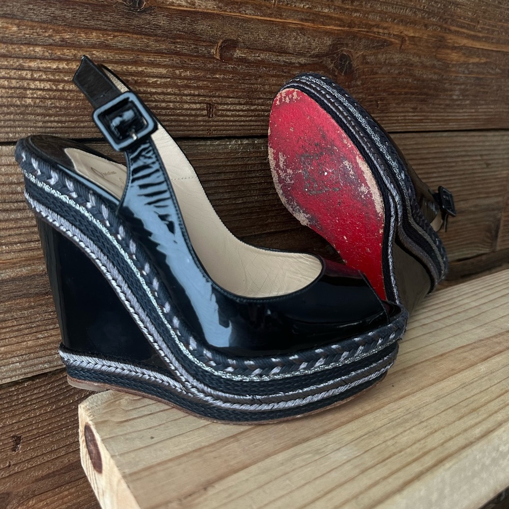 Christian Louboutin Santa Maria Slingback Wedge Sandals